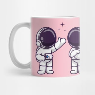 Cute Astronaut Friend Talking Space Cartoon Mug